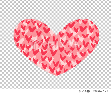 薄いピンク色と濃いピンク色の沢山の小さなハートマークと大きなハートマークのイラスト素材