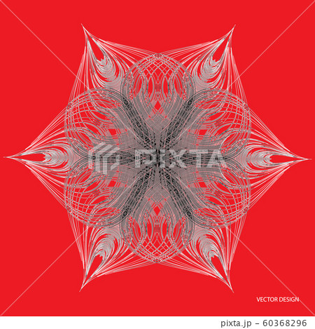 Vector design Star or Snowflake. Round wave modern abstract element in 3D effect 60368296