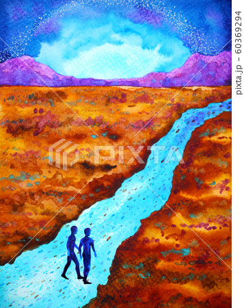 human walking abstract mind spiritual way painting 60369294