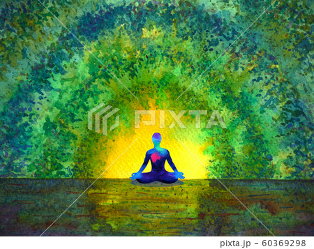 chakra color human lotus pose yoga in green tree chakra color human lotus pose yoga in green tree 60369298