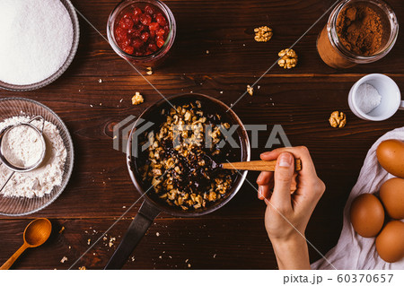 Top view process of making dough for homemade Top view process of making dough for homemade 60370657