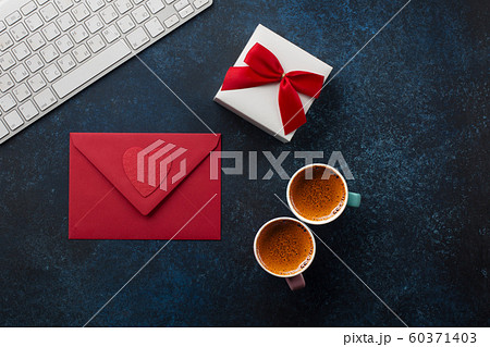 Valentine's day blank greeting card, coffee and gift Valentine's day blank greeting card, coffee and gift 60371403