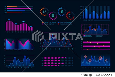Hud infographics. Futuristic infographic diagram for interface, digital screen with hologram optional graphic and workflow charts vector set Hud infographics. Futuristic infographic diagram for interface, digital screen with hologram optional graphic and workflow charts vector set 60372224