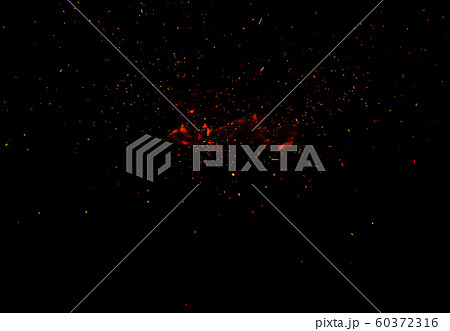 fire flames with sparks isolated on black 60372316