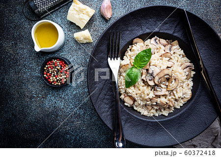 Risotto with mushrooms in a plate 60372418