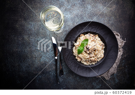 Risotto with mushrooms in a plate Risotto with mushrooms in a plate 60372419