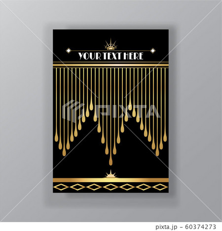 Art Deco template golden-black, A4 page, menu, 60374273
