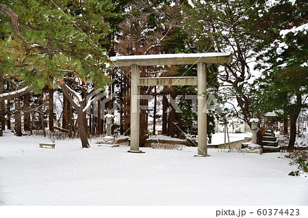 北海道函館市護国神社境内の冬の雪景色を撮影 60374423