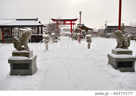 北海道函館市で北海道東照宮の境内の冬の雪景色を撮影 60375577