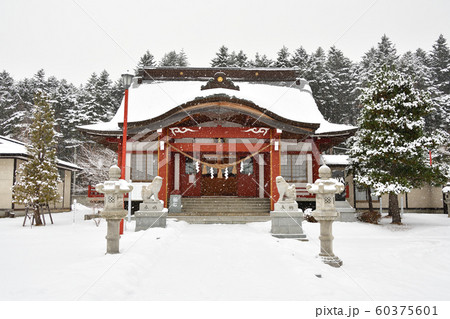 北海道函館市で北海道東照宮の境内の冬の雪景色を撮影 60375601