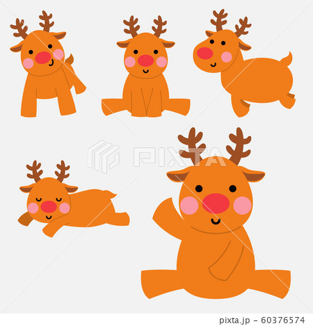 happy reindeer in action illustration set happy reindeer in action illustration set 60376574