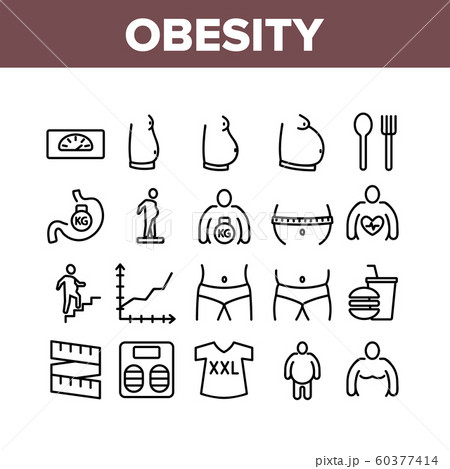 Obesity And Overweight Collection Icons Set Vector 60377414