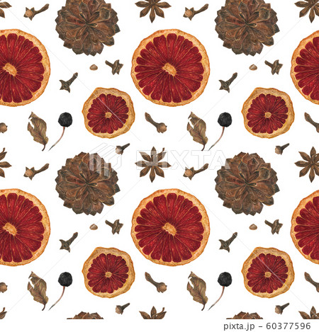 Christmas seamless pattern with oranges and spices Christmas seamless pattern with oranges and spices 60377596