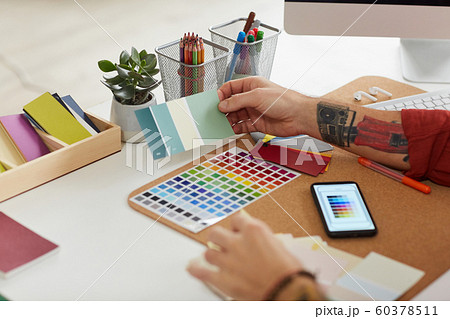Unrecognizable Male Designer Working on Color Palettes 60378511