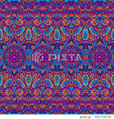 Abstract festive colorful floral vector ethnic tribal pattern 60379039