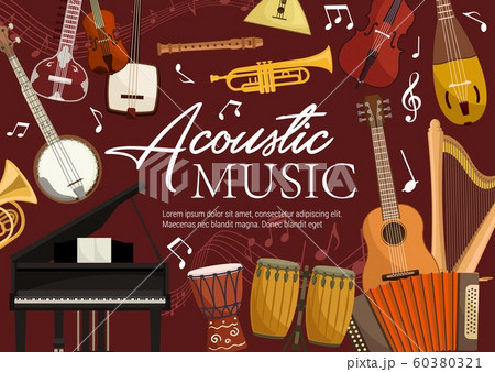Retro musical instruments acoustic folk music note Retro musical instruments acoustic folk music note 60380321