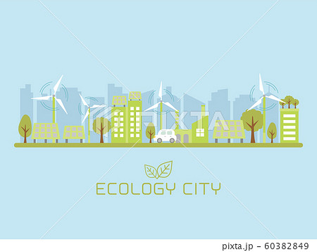 エコな街並み 再生可能エネルギーのイラスト素材
