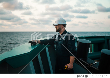 Marine Deck Officer or Chief mate on deck of offshore vessel or ship 60383487