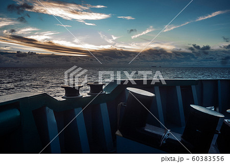 View from ship or vessel deck to open sea - beautiful seascape View from ship or vessel deck to open sea - beautiful seascape 60383556
