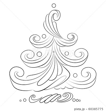 Hand drawn Christmas tree sketch. 60385775