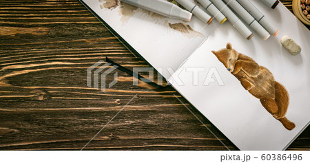 Hobby concept - sketch of bear made with markers 60386496