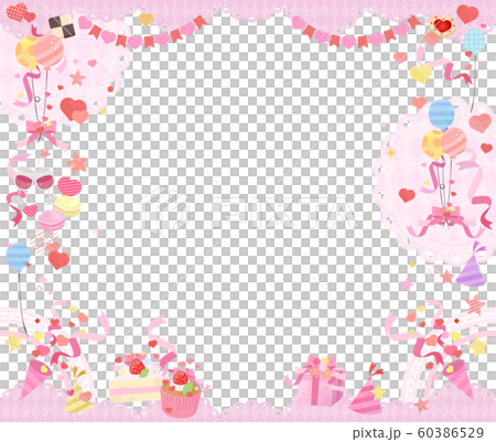 かわいいパーティー背景フレーム 赤 ピンクのイラスト素材