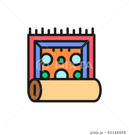 Classic Indian handmade carpet, interior decoration flat color line icon. 60388808