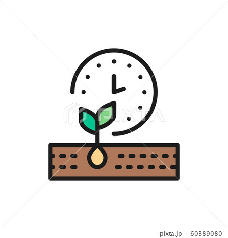 Plant ripening period, seed planting, agriculture flat color line icon. Plant ripening period, seed planting, agriculture flat color line icon. 60389080