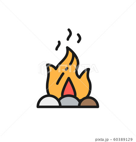 Campfire, fire, bonfire flat color line icon. Isolated on white background 60389129