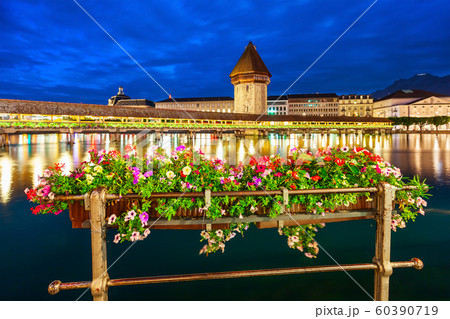 Kapellbrucke Bridge, Wasserturm Tower, Lucerne 60390719