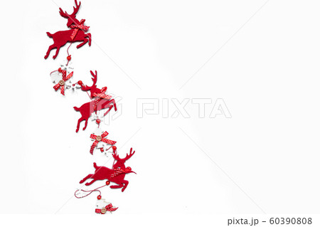 Christmas composition. Christmas gift, pine cones, fir tree branches on white background. Top view 60390808
