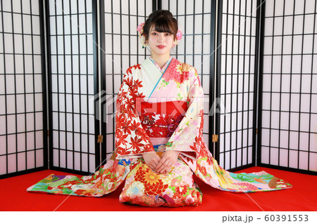 成人振袖撮影・晴れ姿の日本人女性 60391553
