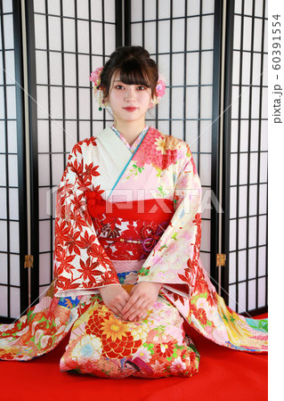 成人振袖撮影・晴れ姿の日本人女性 60391554