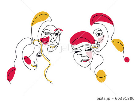 Set of abstract women face one line drawing. Portrait minimalistic style. Fine one line drawing abstract face. One line drawing abstract faces. Modern continuous line art Set of abstract women face one line drawing. Portrait minimalistic style. Fine one line drawing abstract face. One line drawing abstract faces. Modern continuous line art 60391886