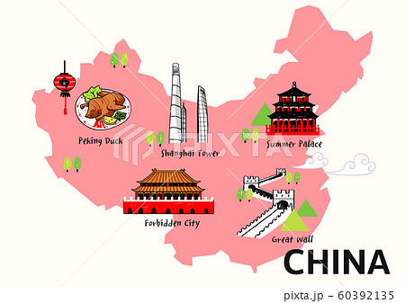 World travel map attraction tourist symbols sightseeing illustration 006 60392135