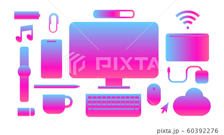Sihouette office gadget and computer things 60392276