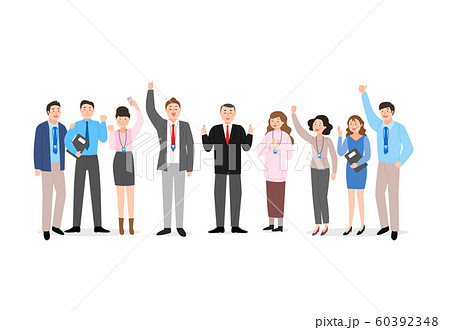 Cheerful People say hi, greeting card illustration 005 60392348