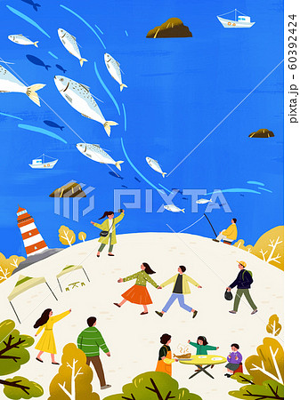 Autumn Activity, people spend time outdoors fall season illustration 009 60392424