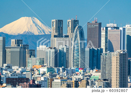 富士山と新宿のビル群 東京都文京区 富士山と新宿のビル群 東京都文京区 60392807