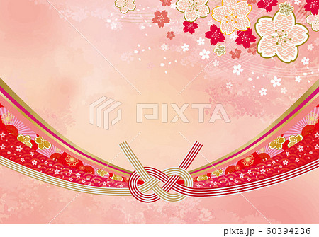 水引 和風 帯 桜 水引き 和風 模様 着物 成人式 ひな祭り 正月 和柄 フレーム 桜 帯 新年のイラスト素材