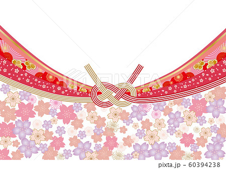 水引 和風 帯 桜 水引き 和風 模様 着物 成人式 ひな祭り 正月 和柄 フレーム 桜 帯 新年のイラスト素材