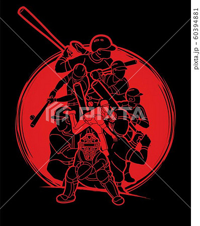 Group of Baseball players action cartoon sport graphic vector. 60394881