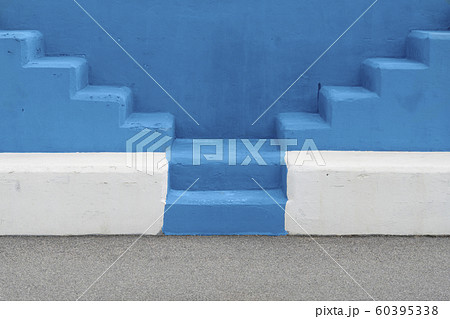 Selective view of the outdoor staircase with blue Selective view of the outdoor staircase with blue 60395338