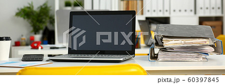 Empty workplace in office closeup Empty workplace in office closeup 60397845