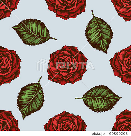 Seamless pattern with hand drawn colored roses 60399208