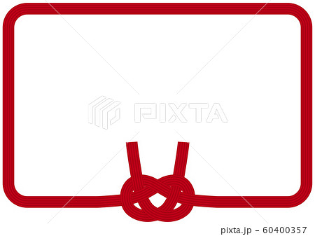 ベクター イラスト デザイン Ai Eps フレーム 日本 和風 水引 淡路結び 鮑結び 縁起物 赤のイラスト素材