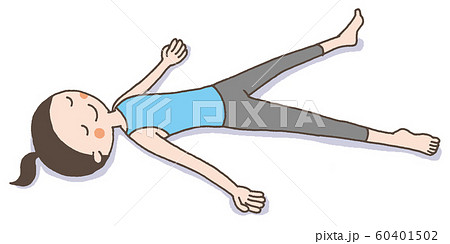 シャバーサナ しかばねのポーズ のヨガをする女性のイラスト素材