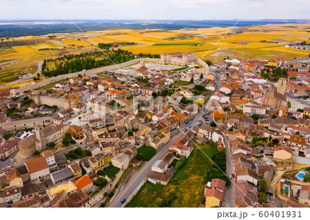 Aerial view of Cuellar overlooking castle Aerial view of Cuellar overlooking castle 60401931