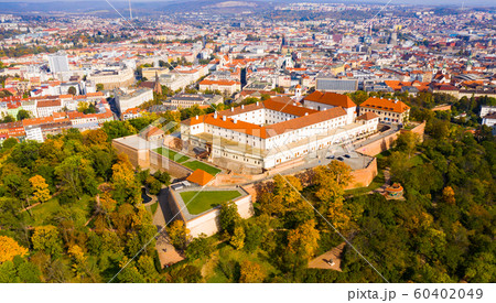 Above view of medieval castle Spilberk. City of Brno. South Moravian region 60402049