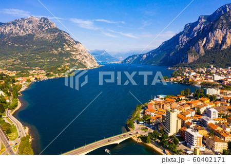 View of Lecco on shore of Lake Como 60402171